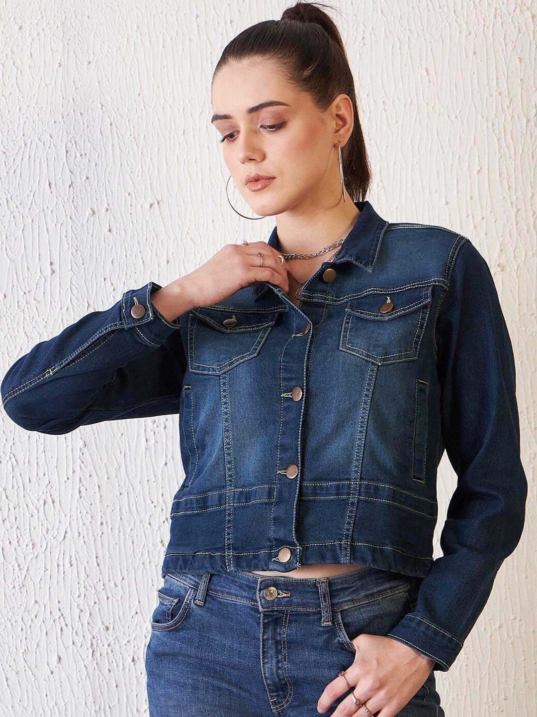 antheaa blue washed baggy fit denim jacket