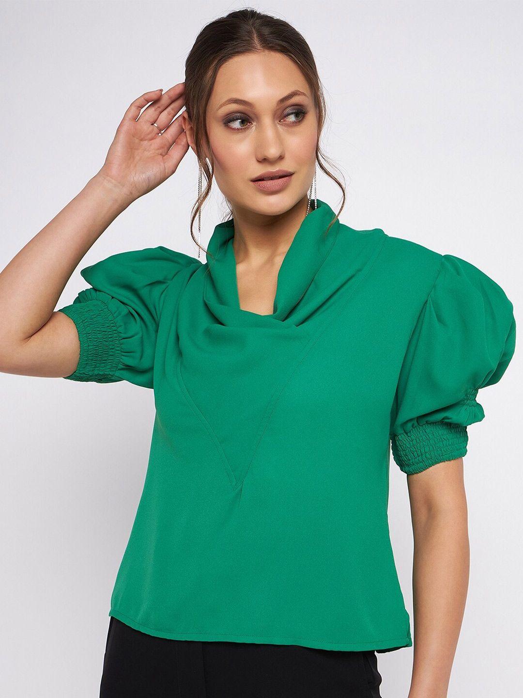 antheaa cowl neck puff sleeves top