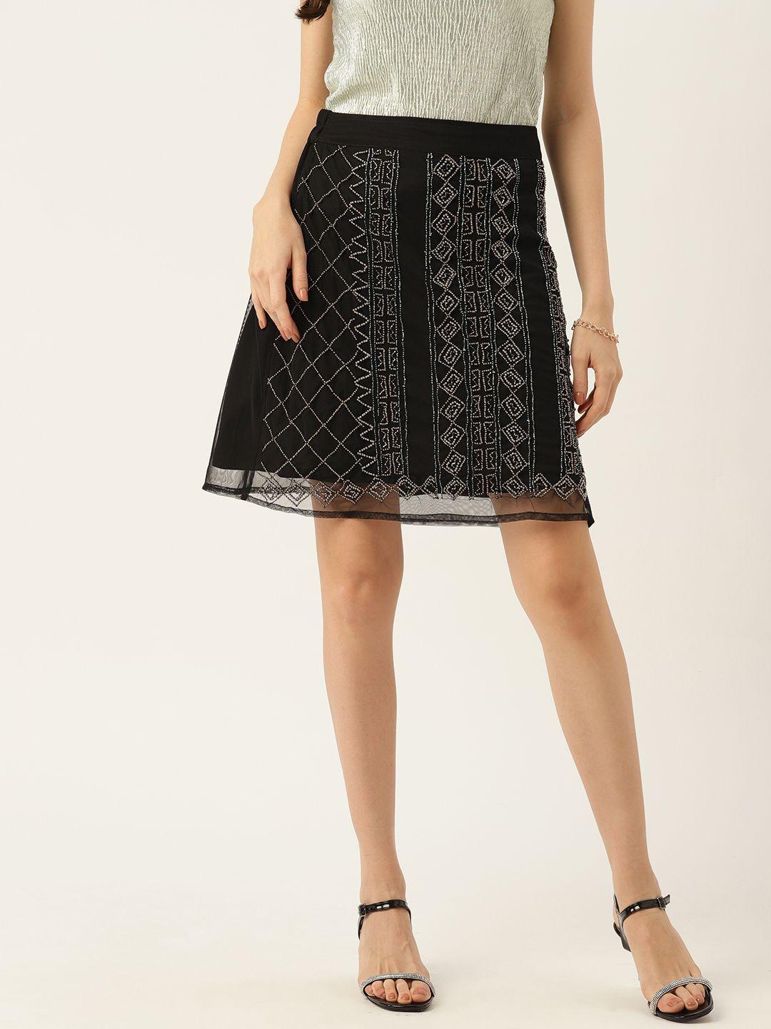 antheaa embellished sequins flared skirt