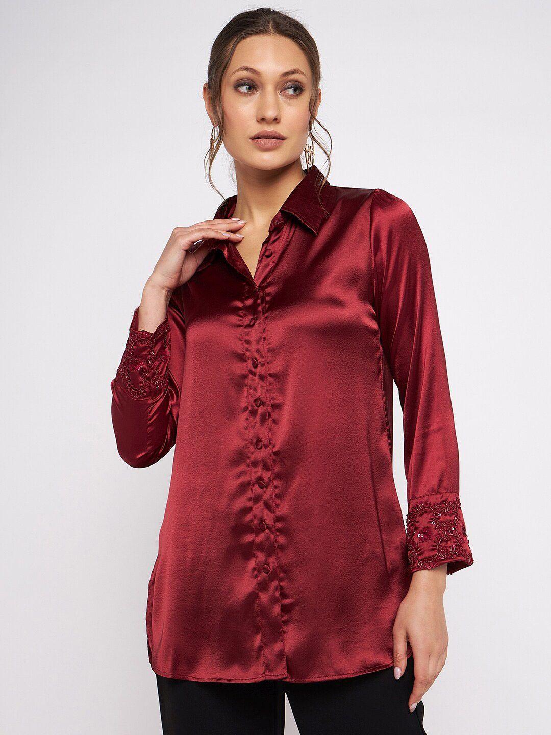 antheaa embellished shirt style top