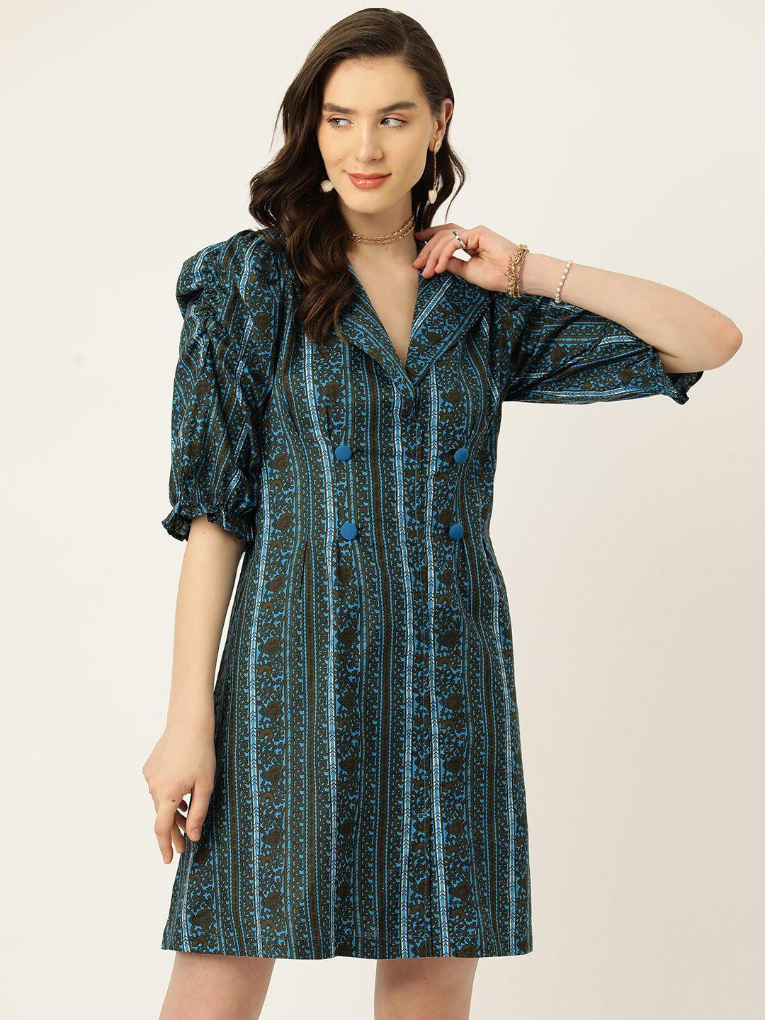 antheaa floral print puff sleeve a-line dress