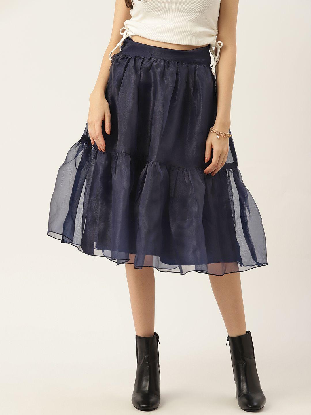 antheaa gathered & pleated flared skirt