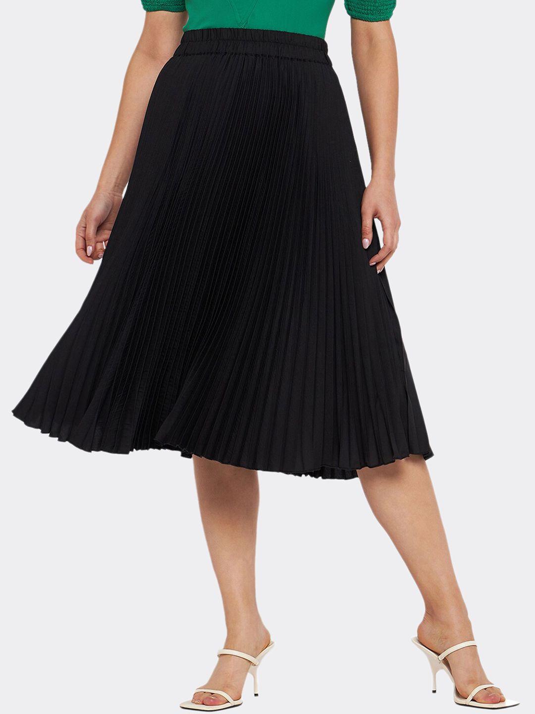 antheaa pleated a-line flared midi slip-on formal skirt