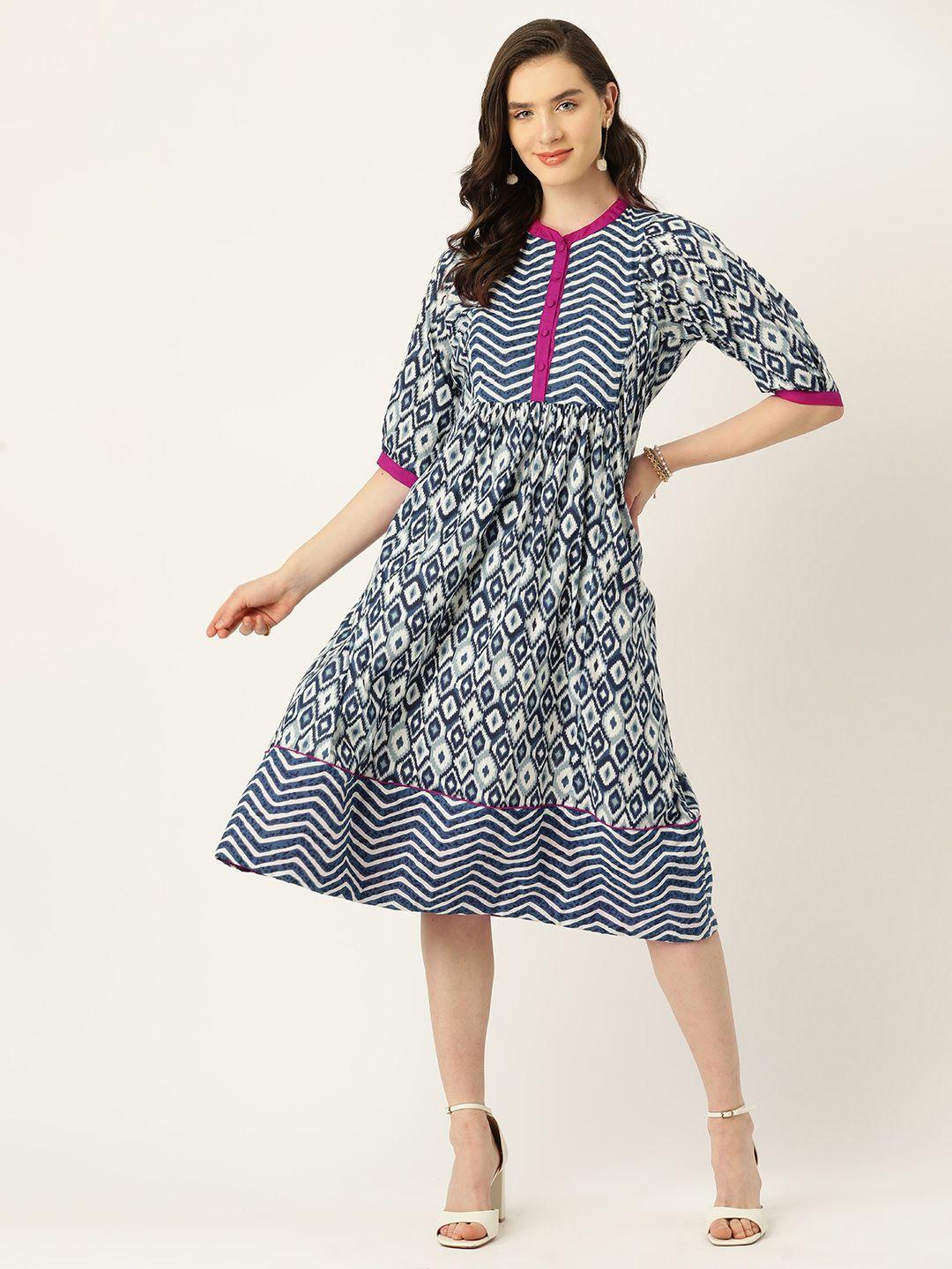 antheaa printed cotton a-line midi dress