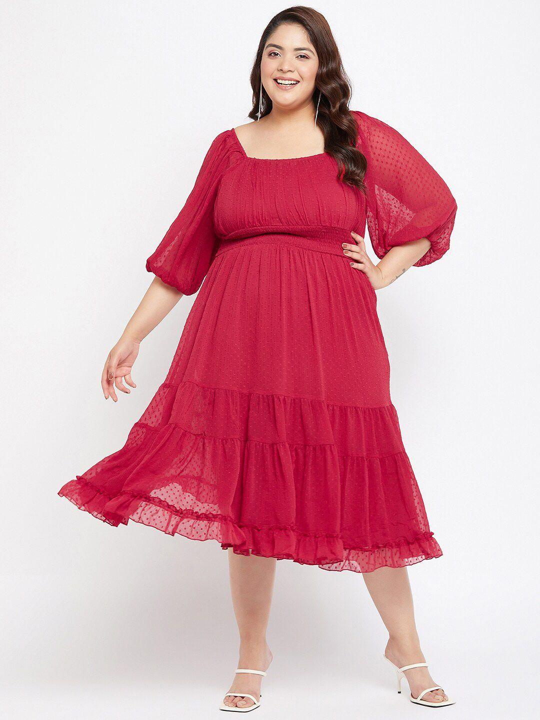 antheaa puff sleeve chiffon empire midi dress