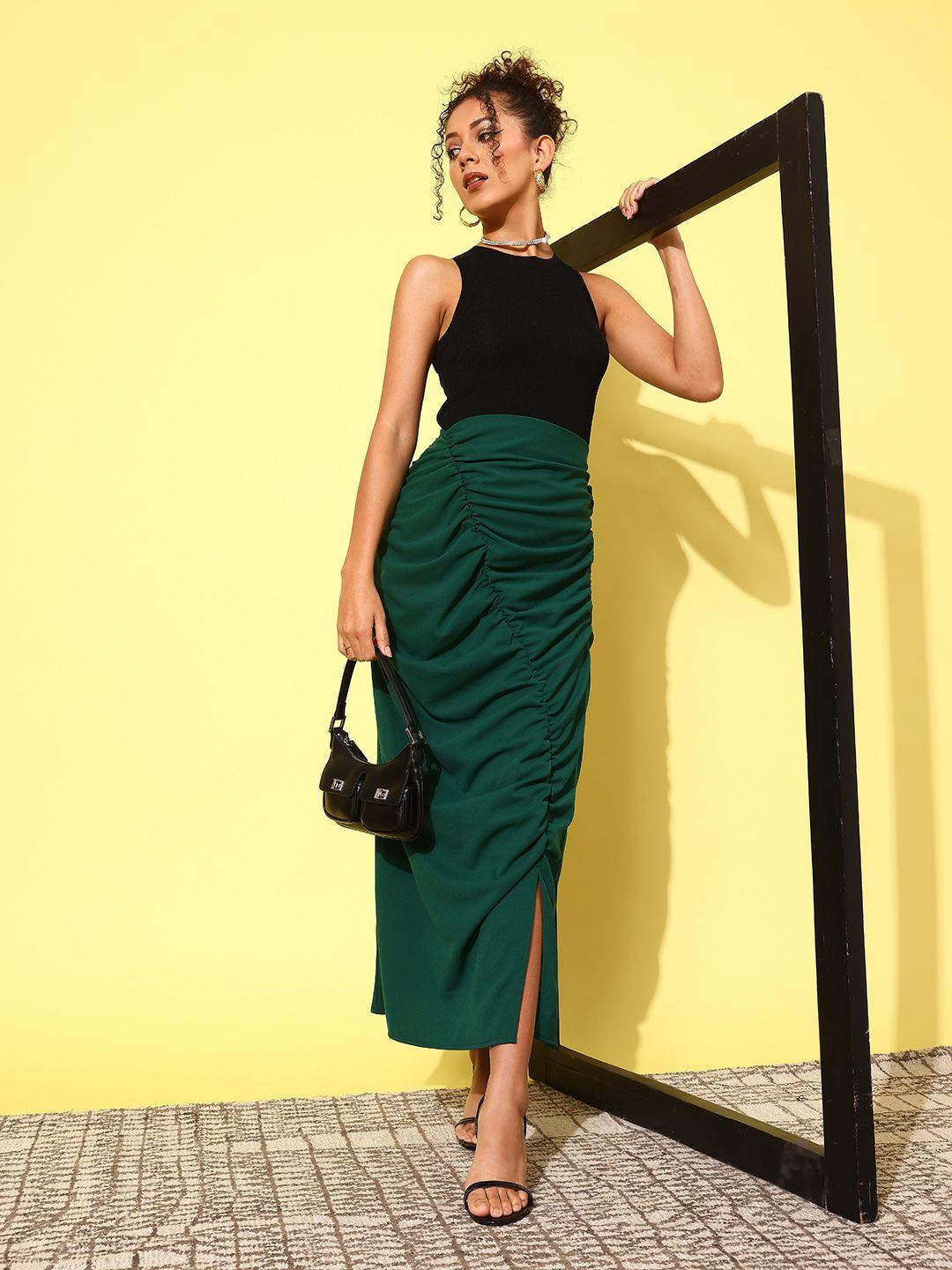 antheaa ruched maxi skirt