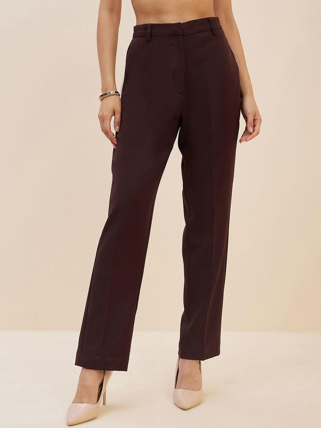antheaa smart women tapered fit high-rise cigarette trousers