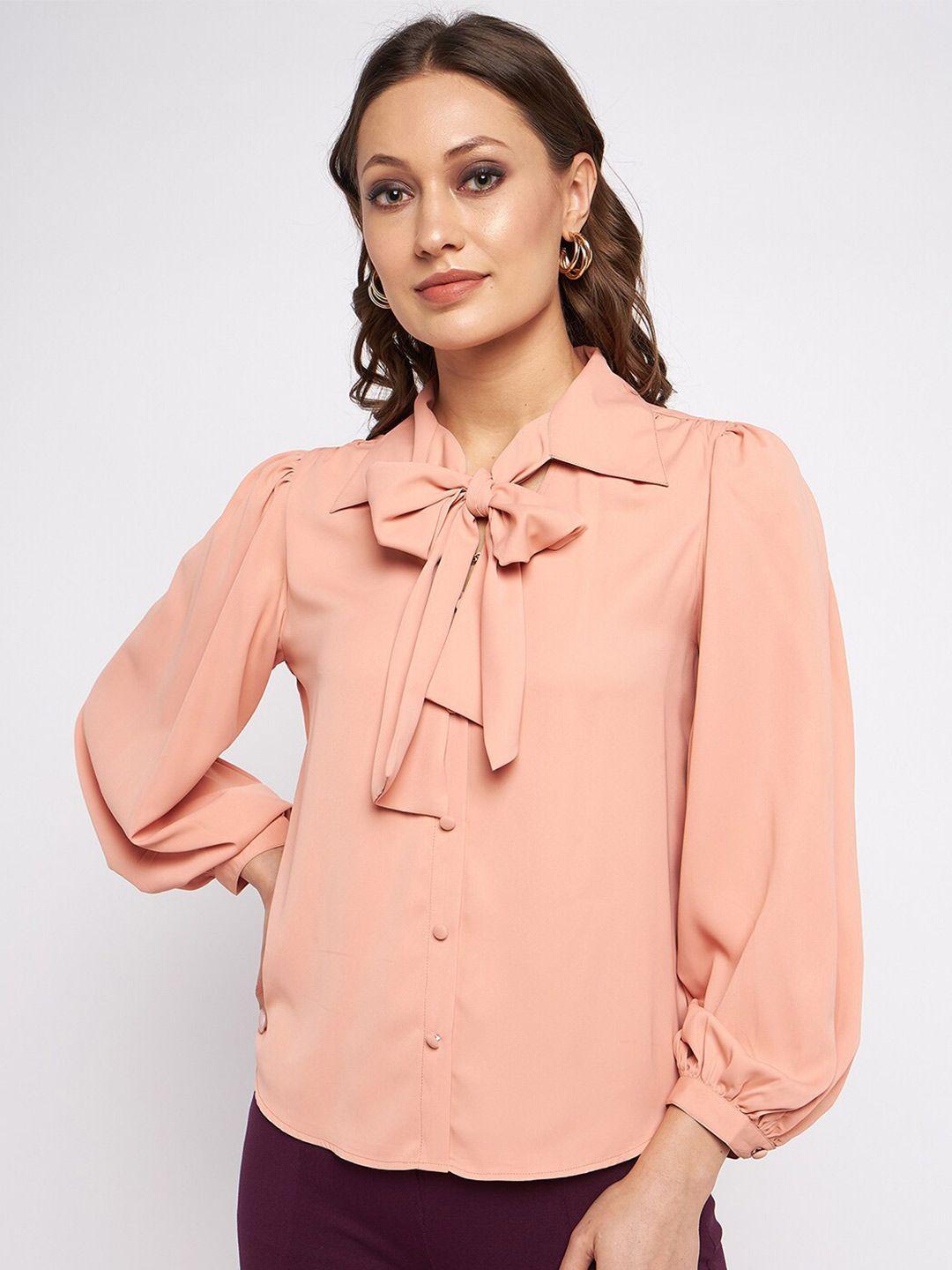 antheaa tie-up neck cuffed sleeves regular top