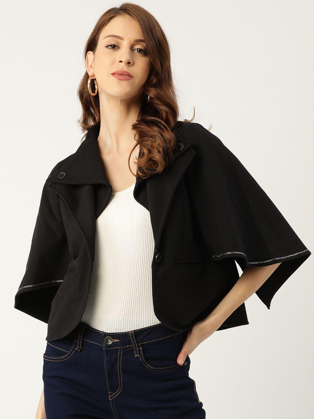 antheaa women black solid tailored jacket