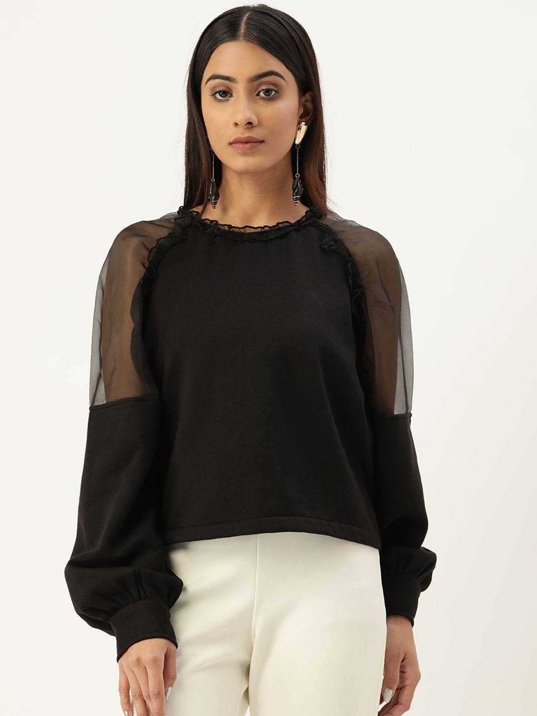 antheaa women black sweatshirt