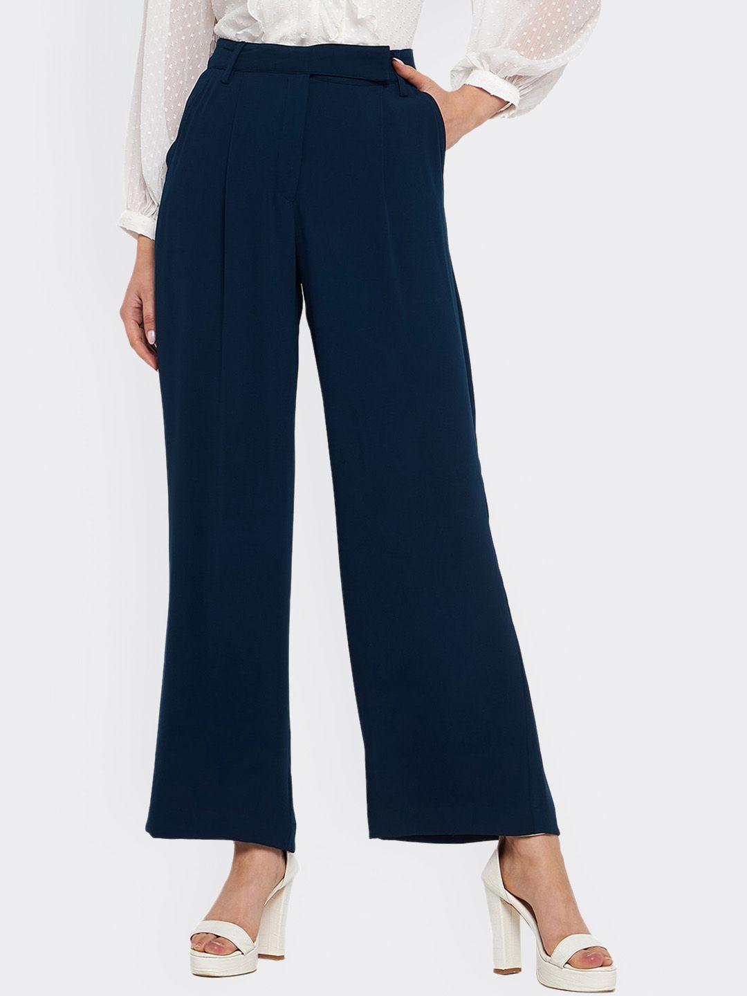 antheaa women classic loose fit high-rise pleated trousers