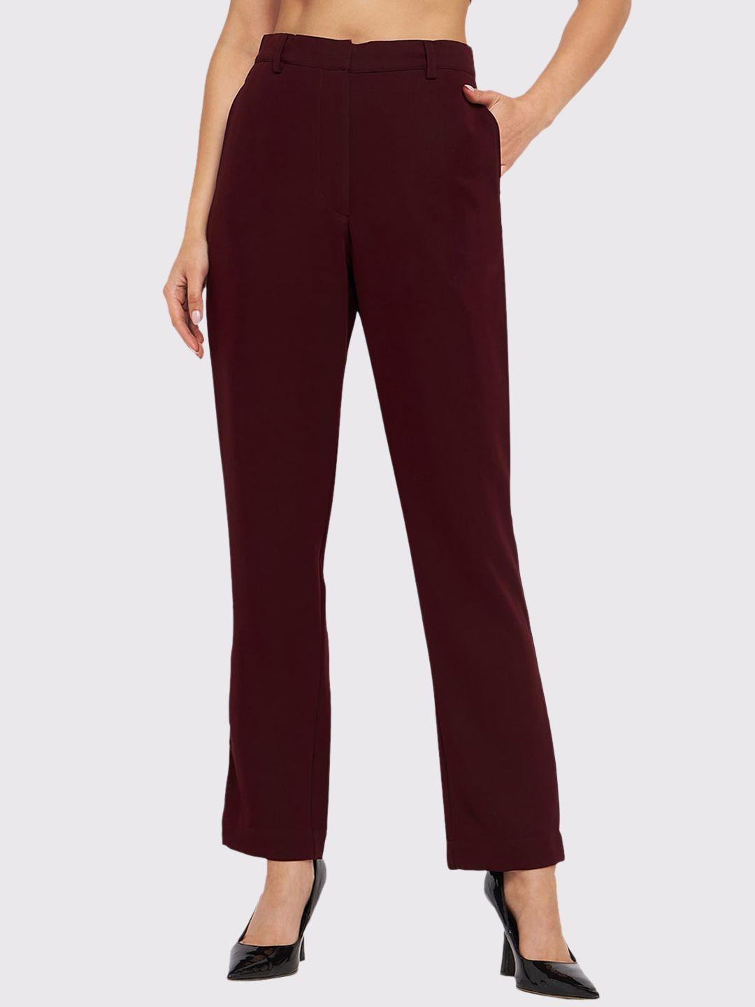 antheaa women classic tapered fit high-rise formal trousers