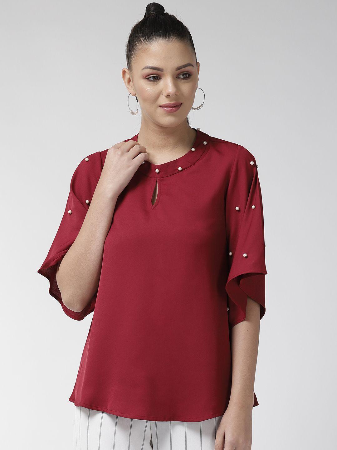 antheaa women maroon solid top