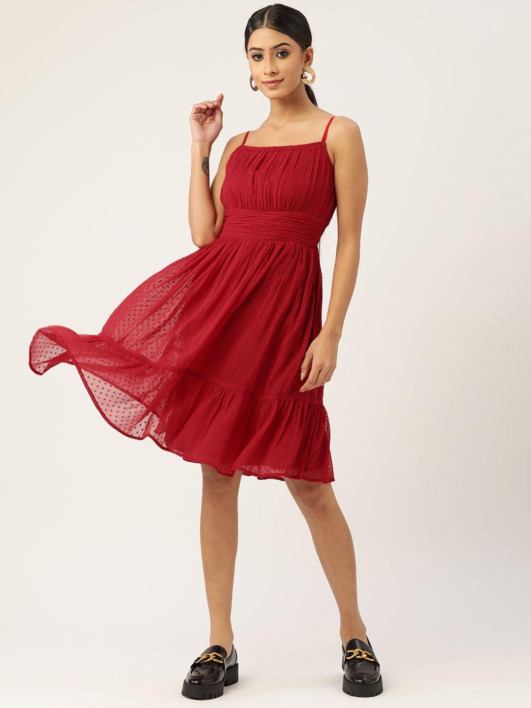 antheaa women red a-line dress