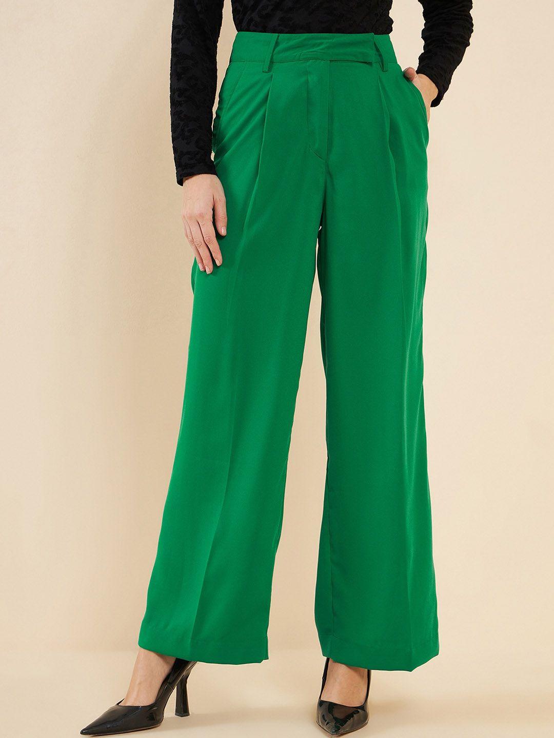 antheaa women smart high-rise pleated parallel trousers