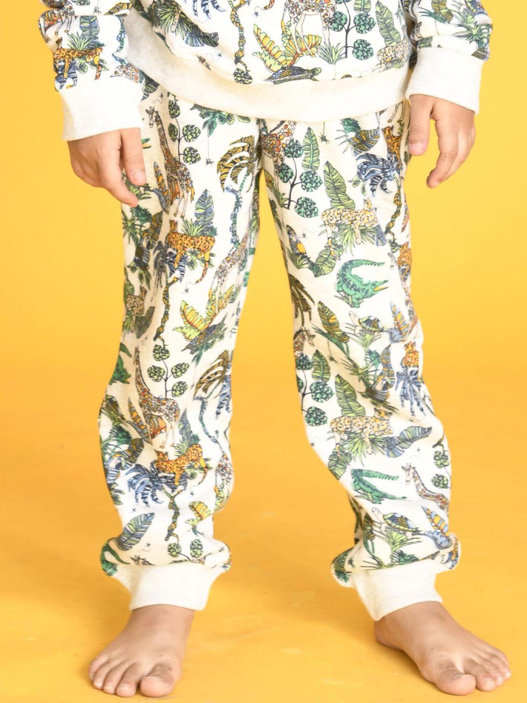 anthrilo boys floral printed relaxed high-rise easy wash joggers trousers