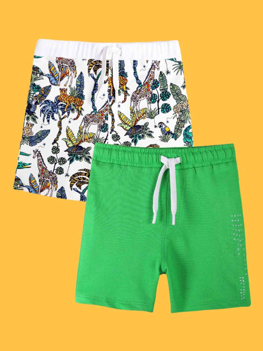 anthrilo boys pack of 2 high-rise printed casual cotton shorts