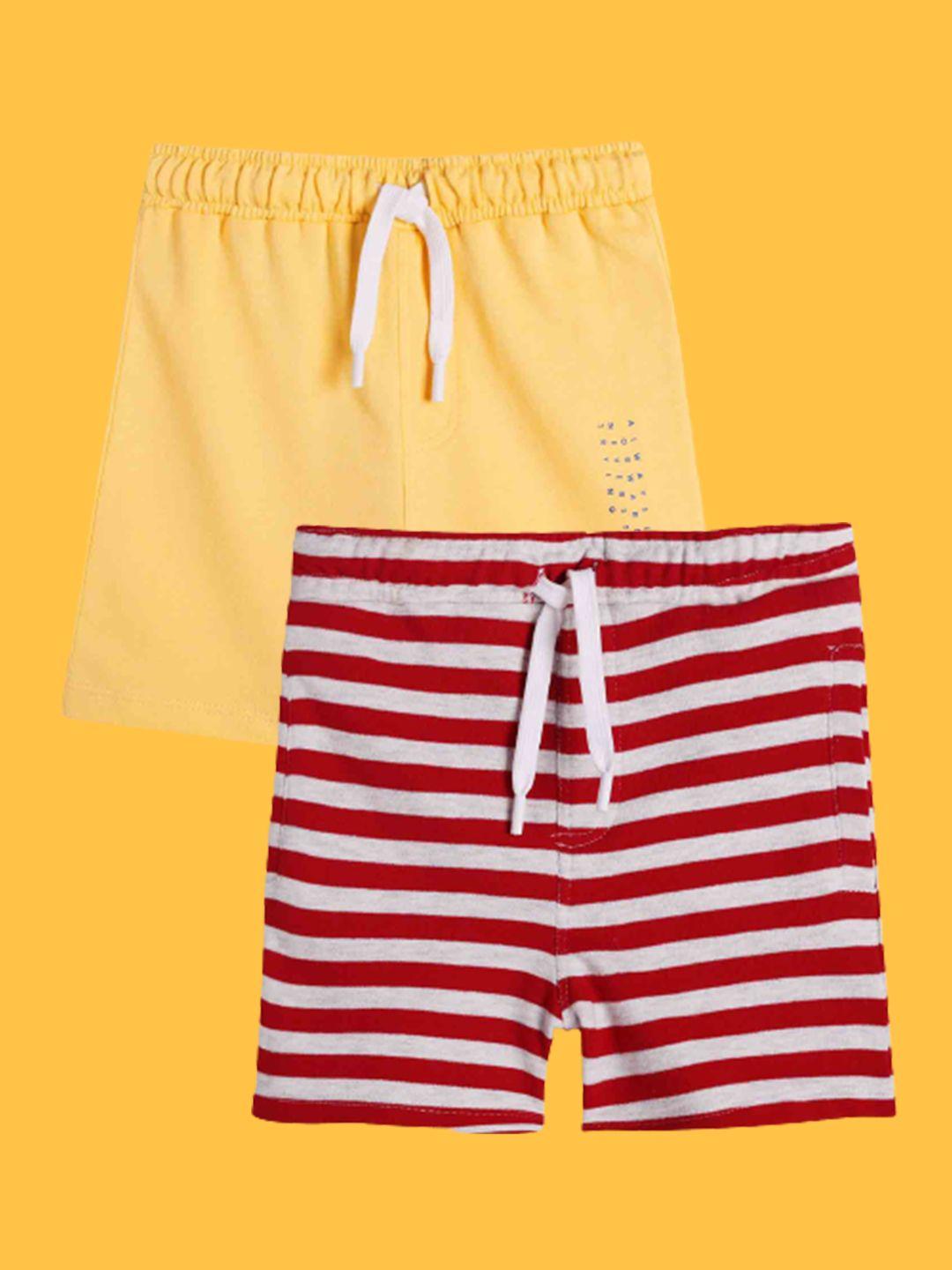 anthrilo boys pack of 2 horizontal striped high-rise cotton shorts