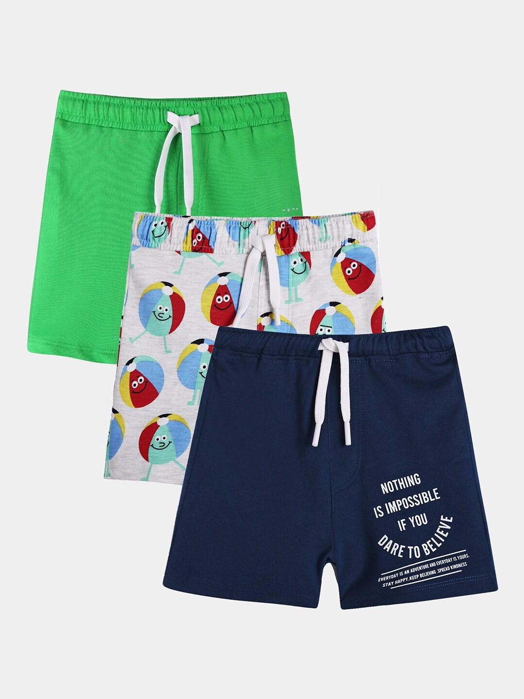 anthrilo boys pack of 3 printed cotton shorts