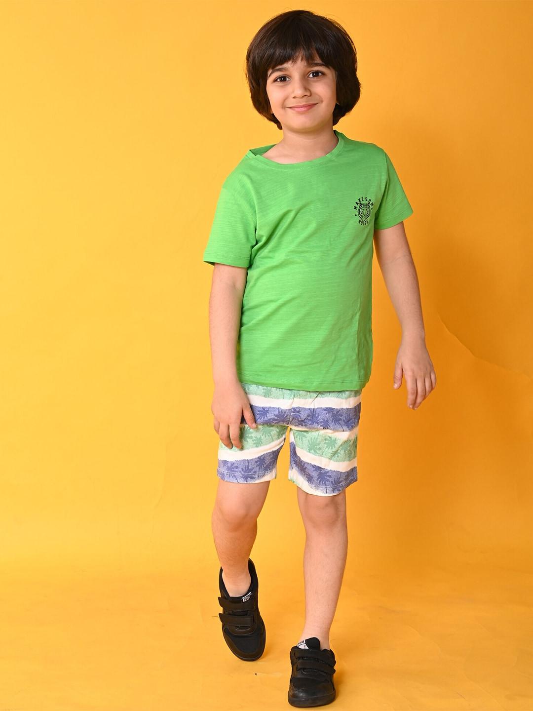 anthrilo boys printed cotton t-shirt with shorts set