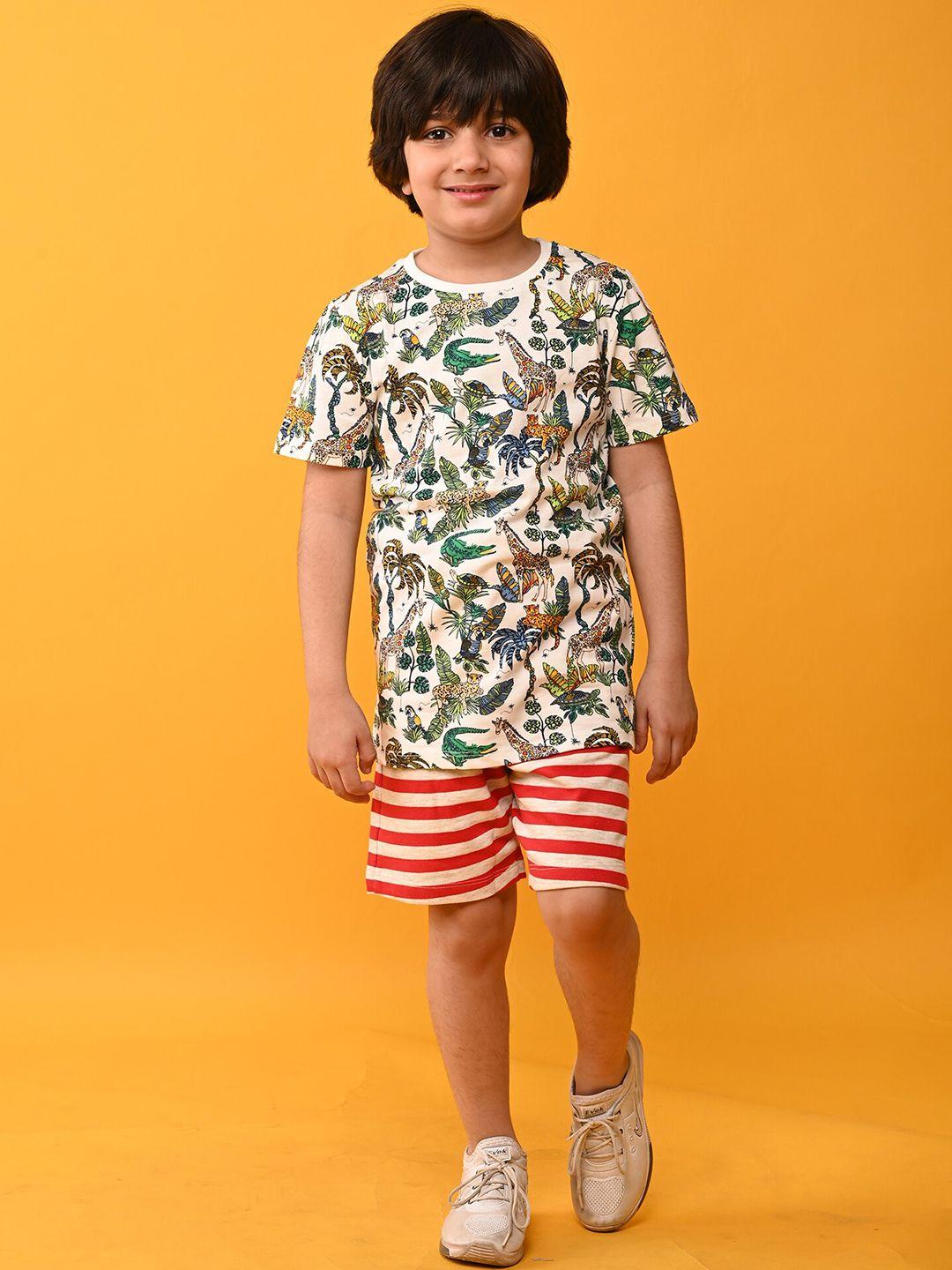 anthrilo boys printed pure cotton t-shirt with shorts