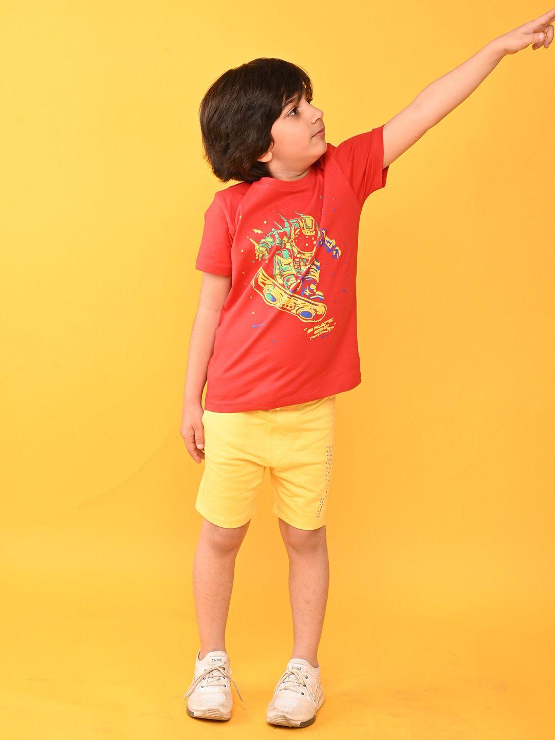 anthrilo boys printed pure cotton t-shirt with shorts