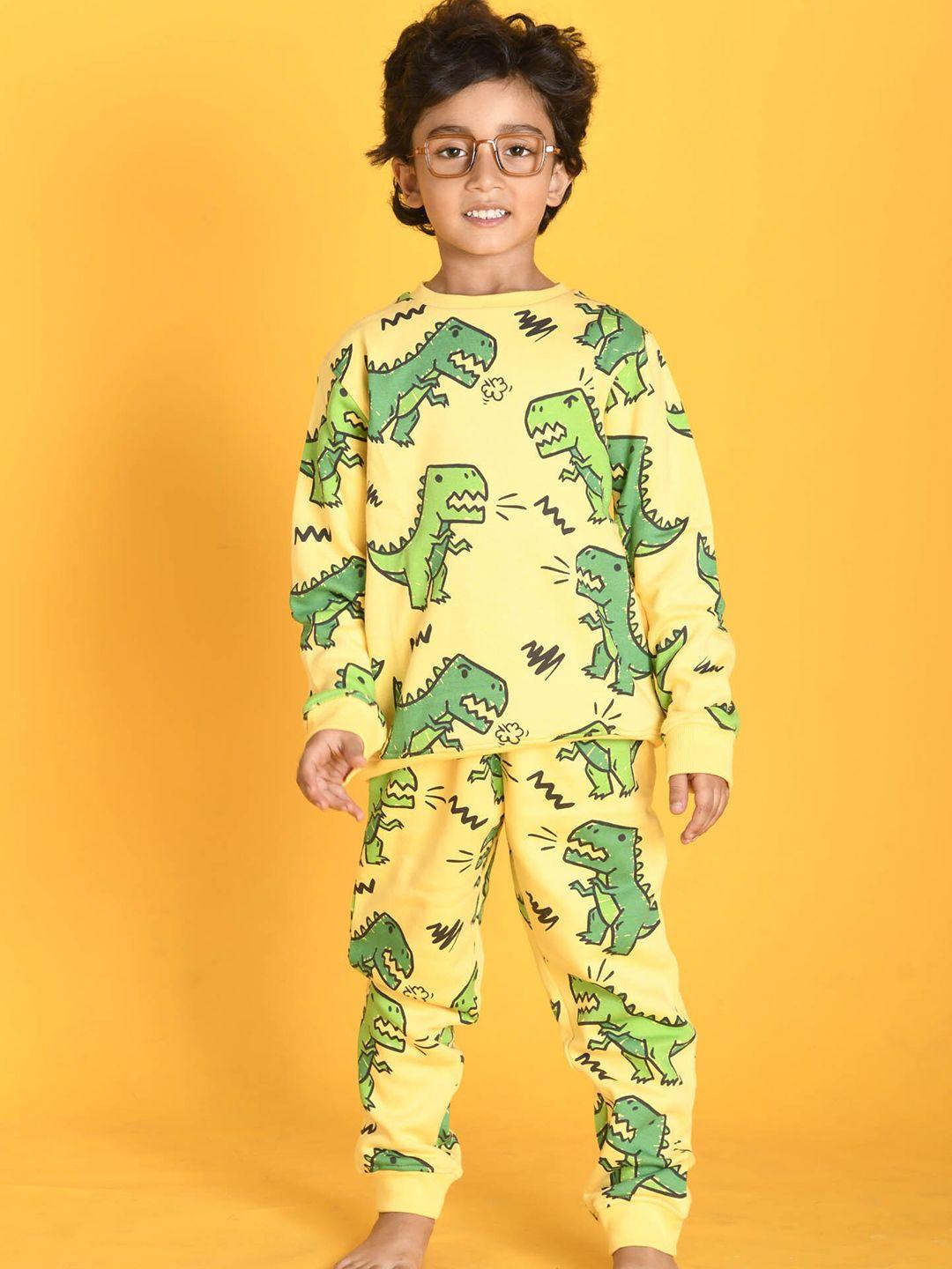 anthrilo-boys-yellow-&-green-printed-t-shirt-with-trousers