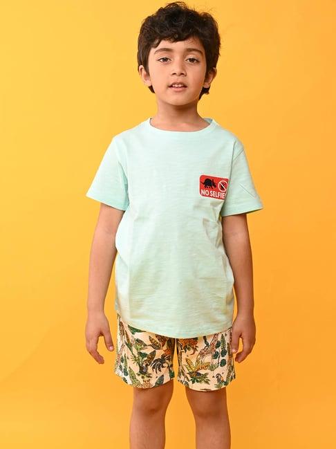 anthrilo kids light green striped t-shirt with shorts