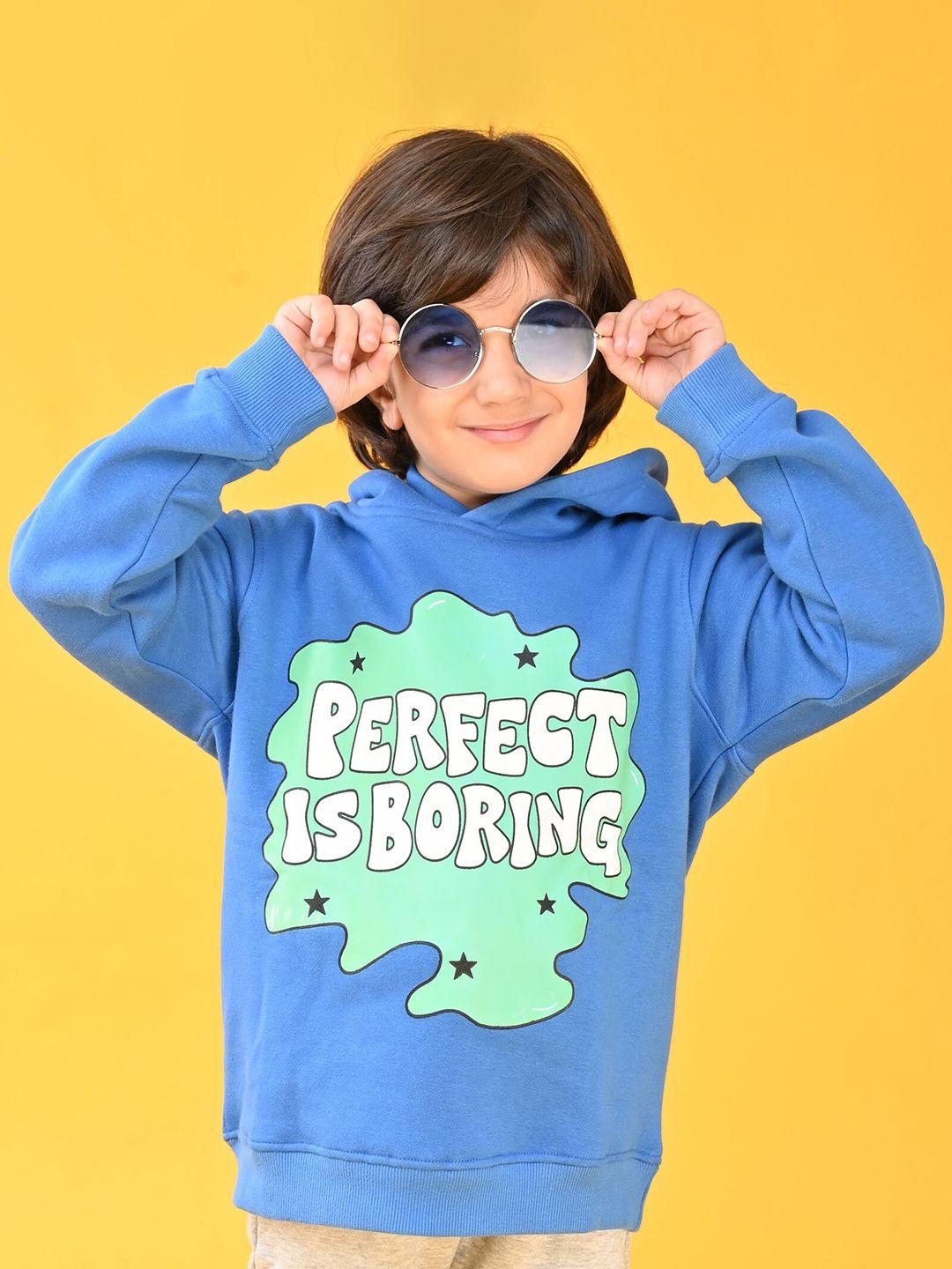 anthrilo boys blue & green perfect is boring print hoodie & joggers set