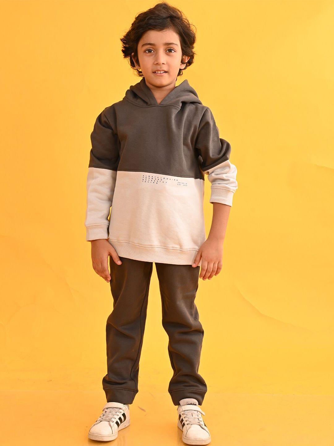 anthrilo boys colourblocked hooded sweatshirt with joggers