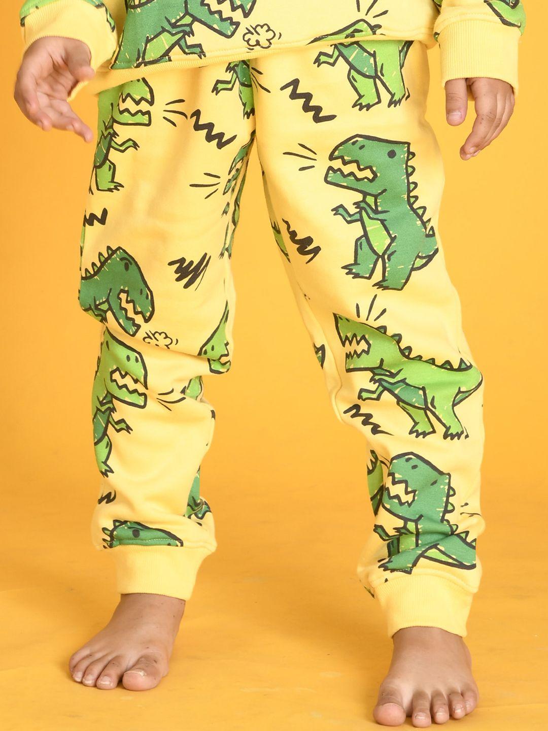 anthrilo boys dinosaur printed relaxed high-rise easy wash fleece joggers