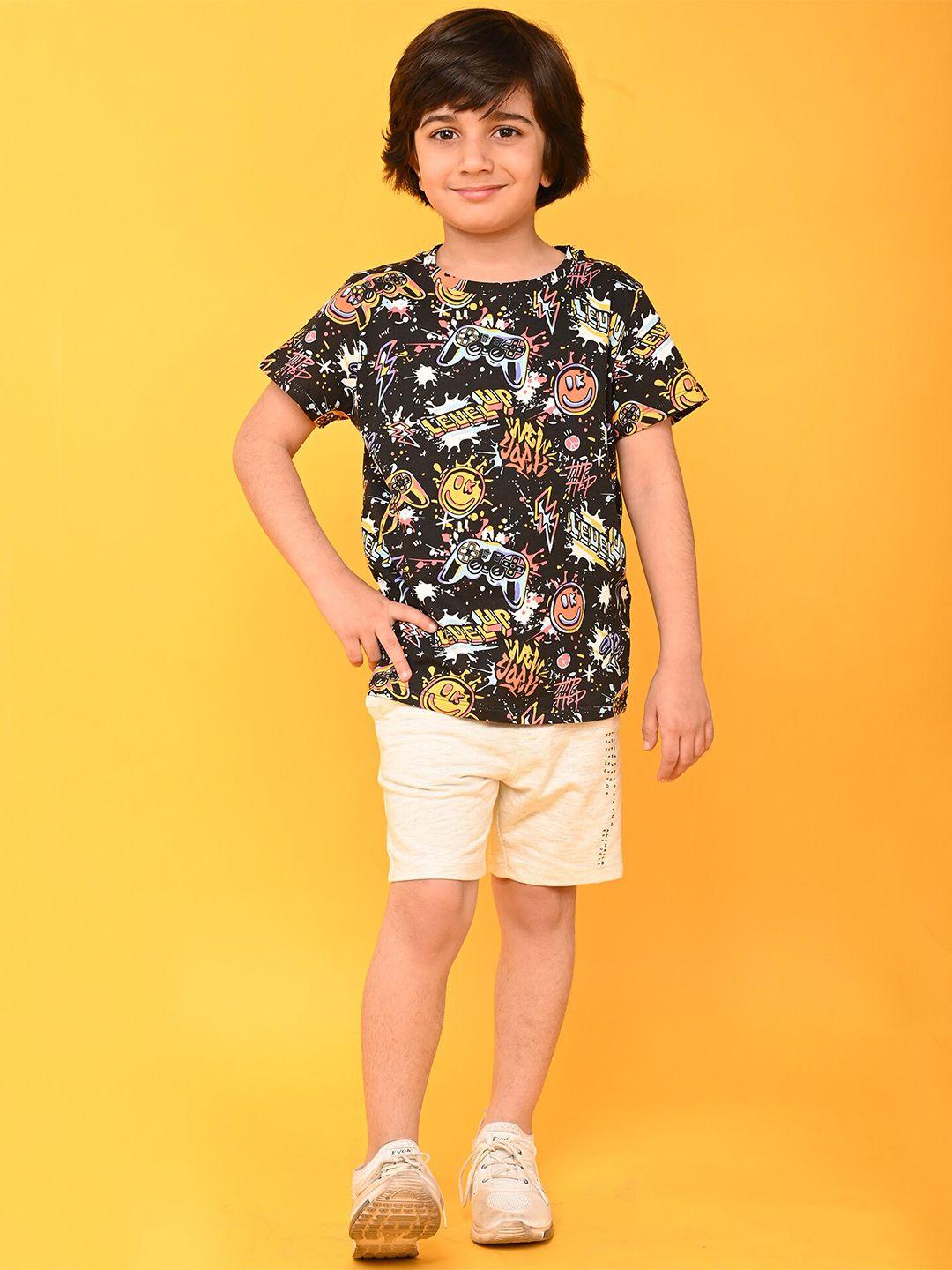 anthrilo boys graphic printed pure cotton t-shirt with shorts