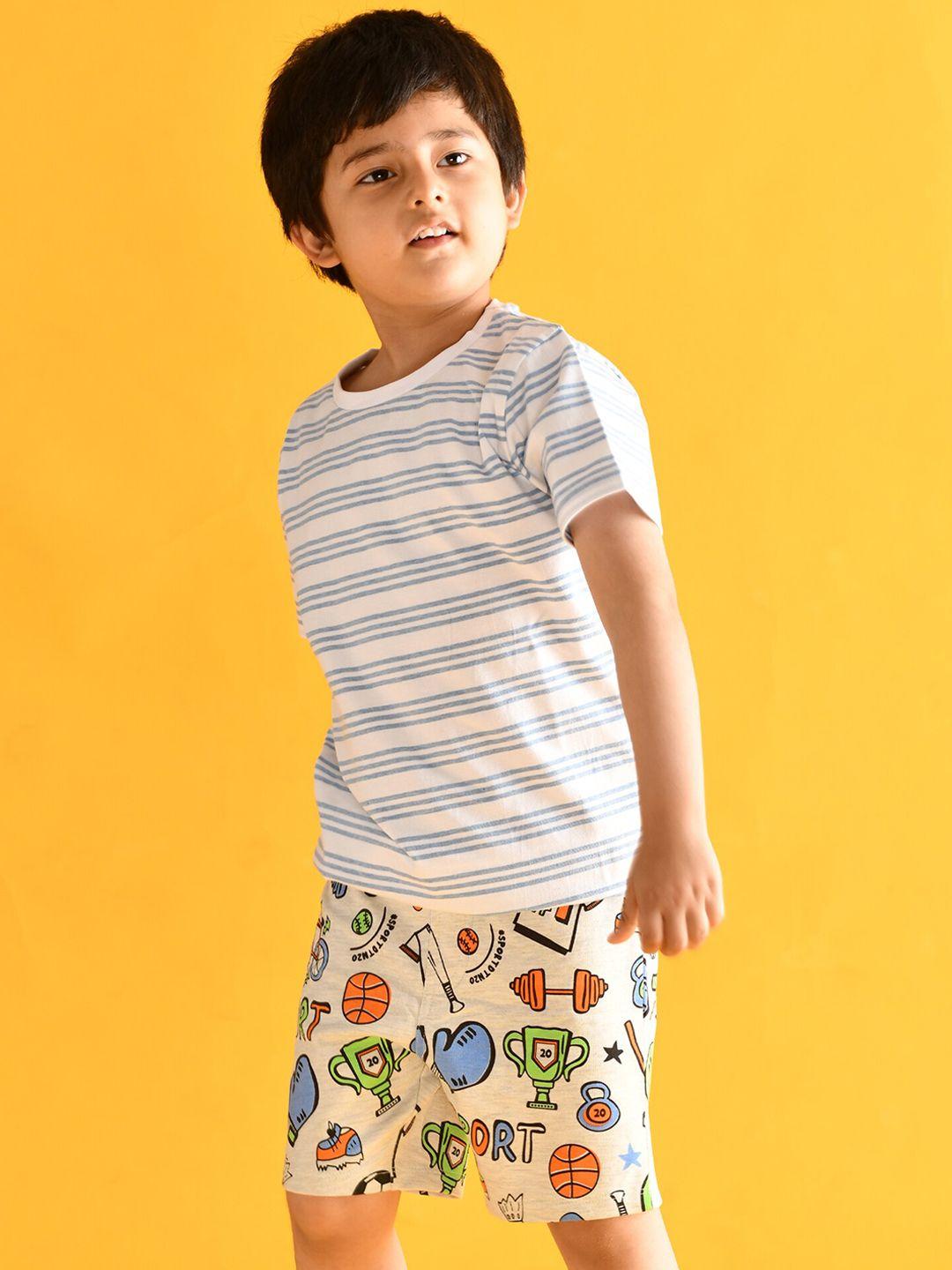 anthrilo boys grey melange printed shorts