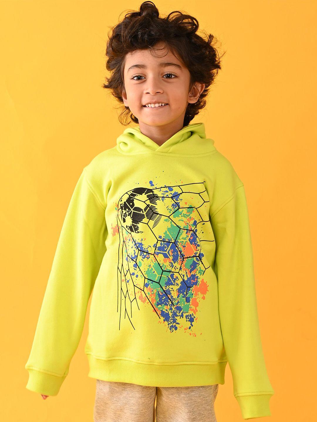 anthrilo boys lime green printed hooded sweatshirt