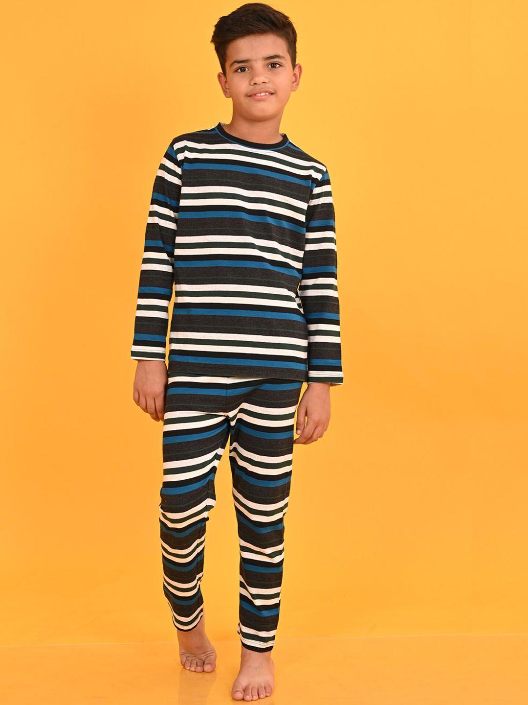 anthrilo boys striped round neck long sleeves cotton t-shirt &  pyjamas