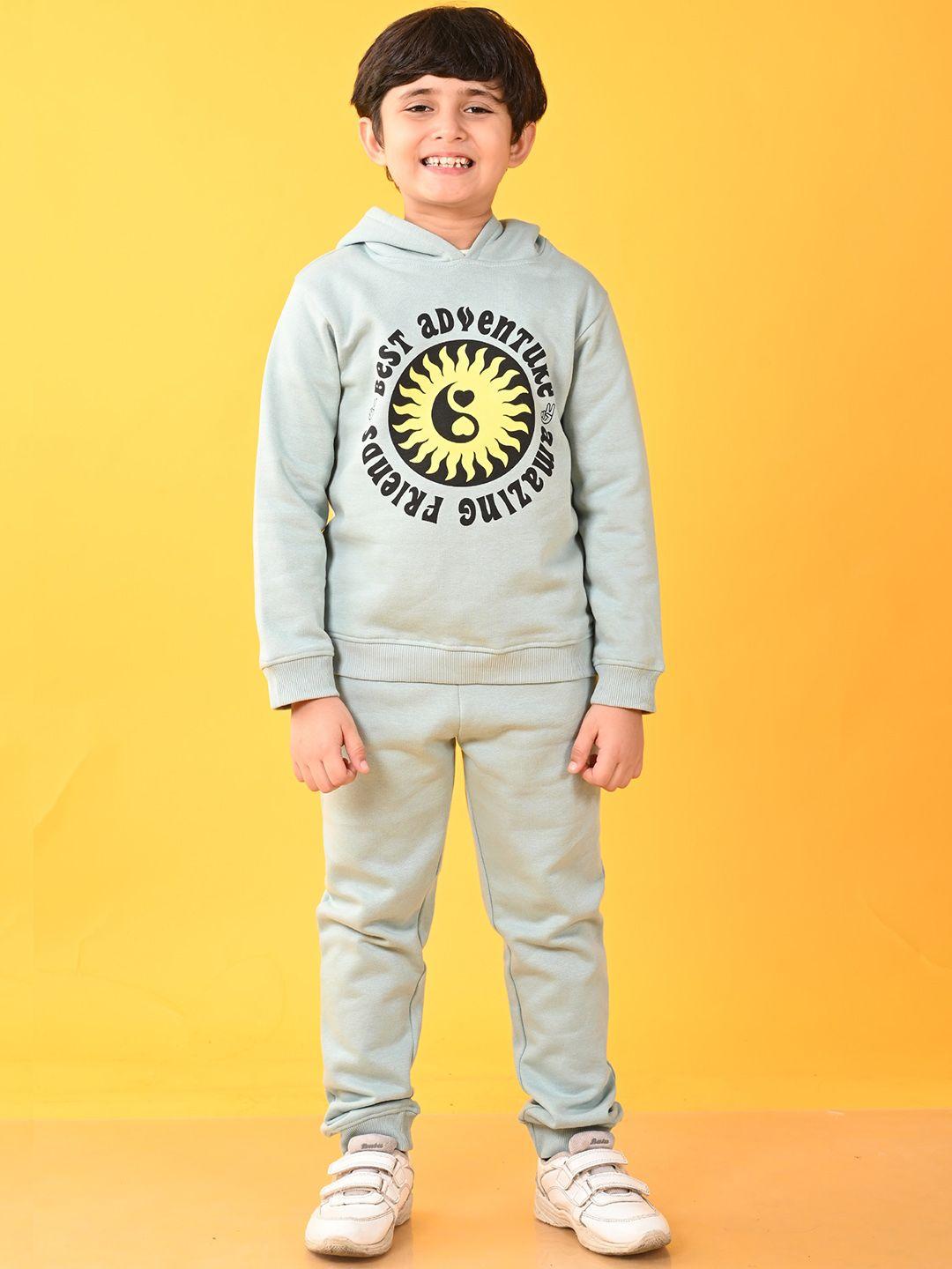 anthrilo boys typography printed fleece sweatshirt with jogger