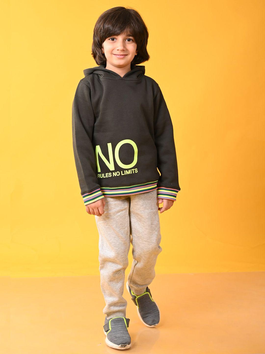 anthrilo boys typography printed hooded t-shirt with trousers