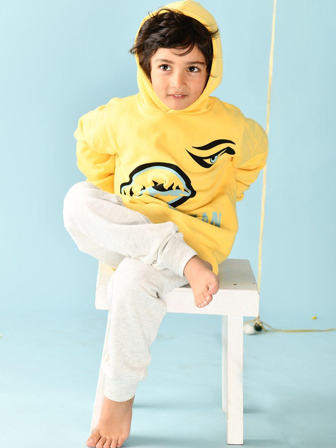 anthrilo boys yellow & grey printed sweatshirt with trousers