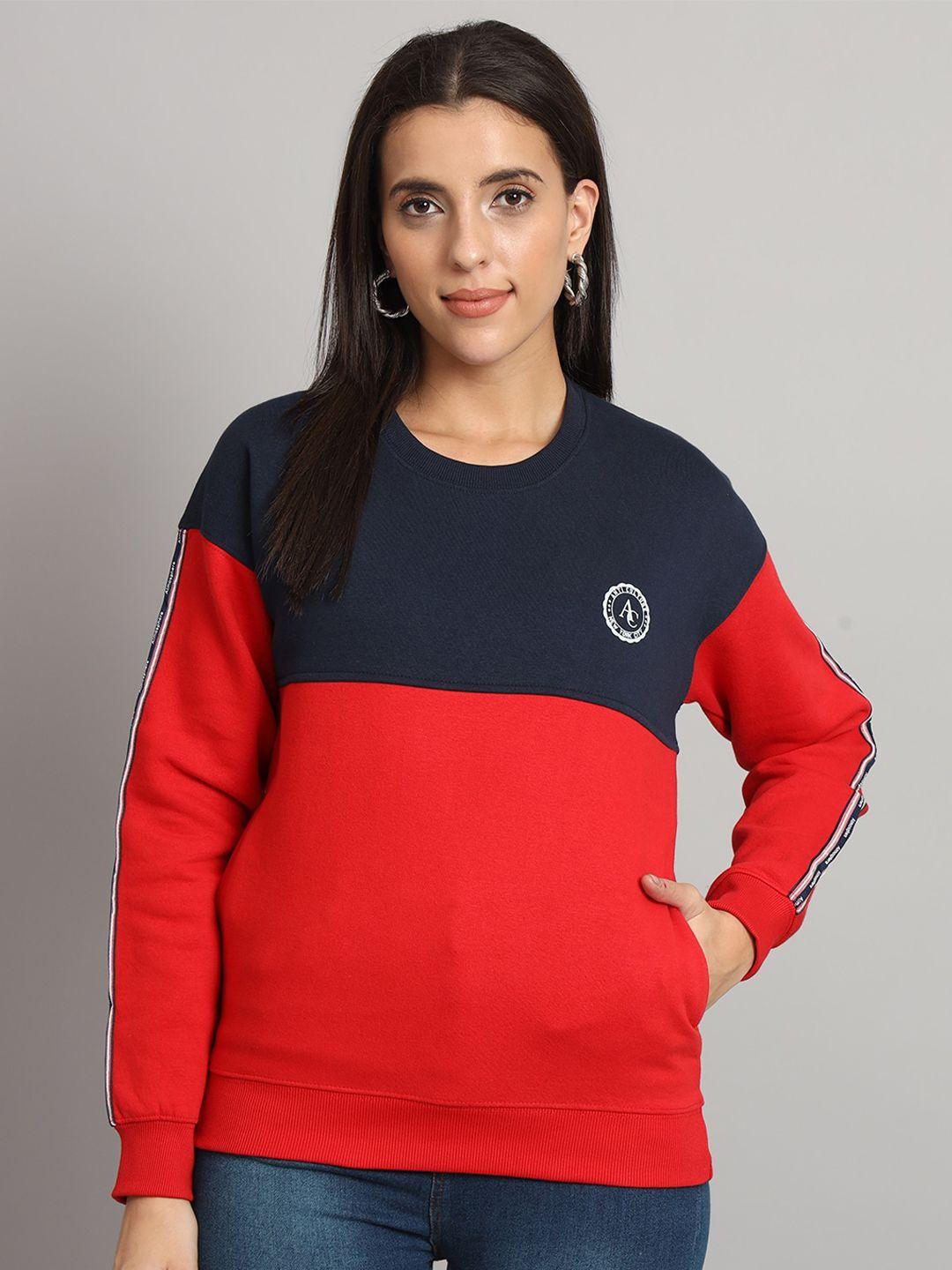 anti culture colourblocked round neck fleece sweatshirt