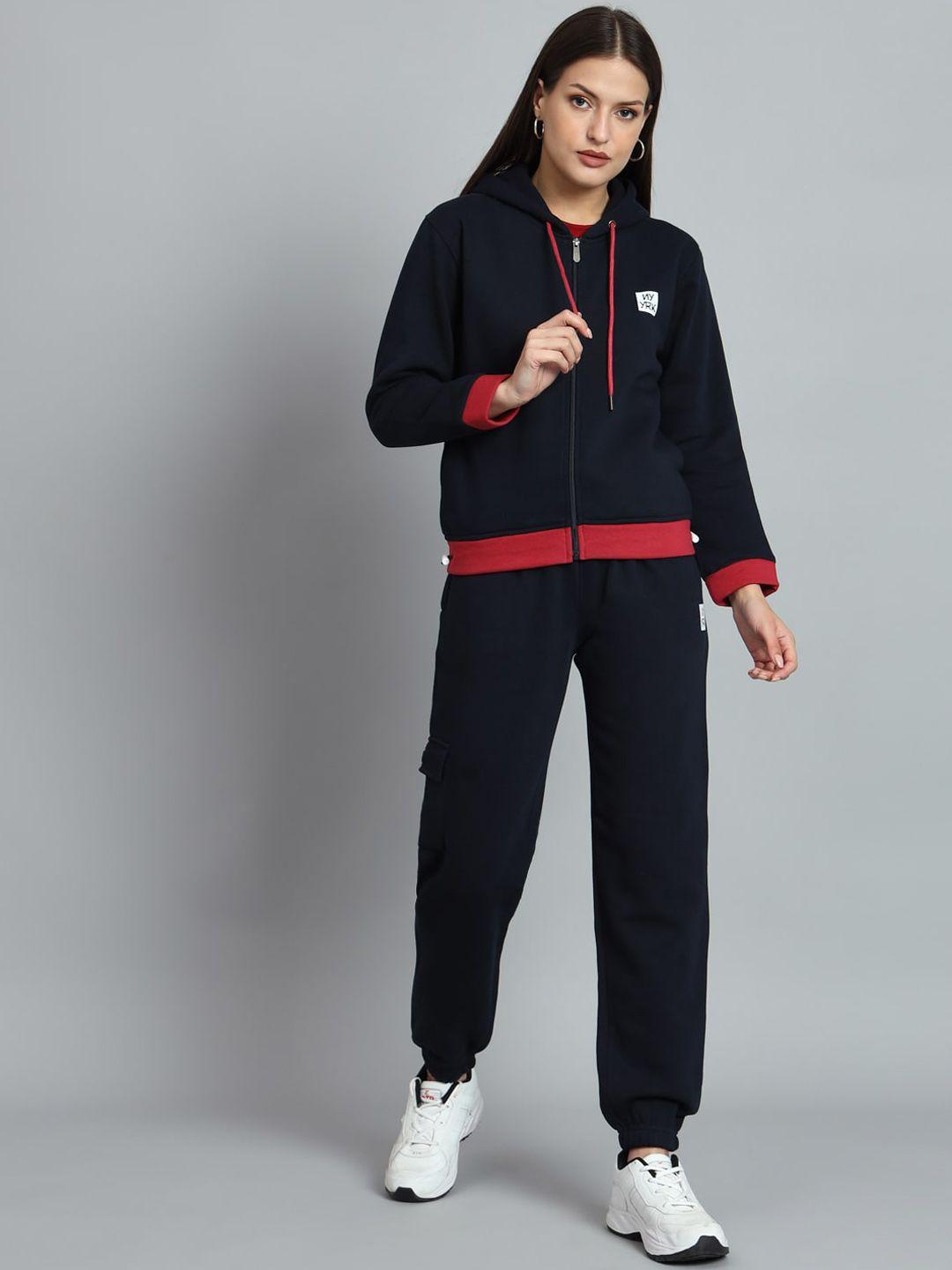 anti culture hooded mid-rise fleece sports tracksuit