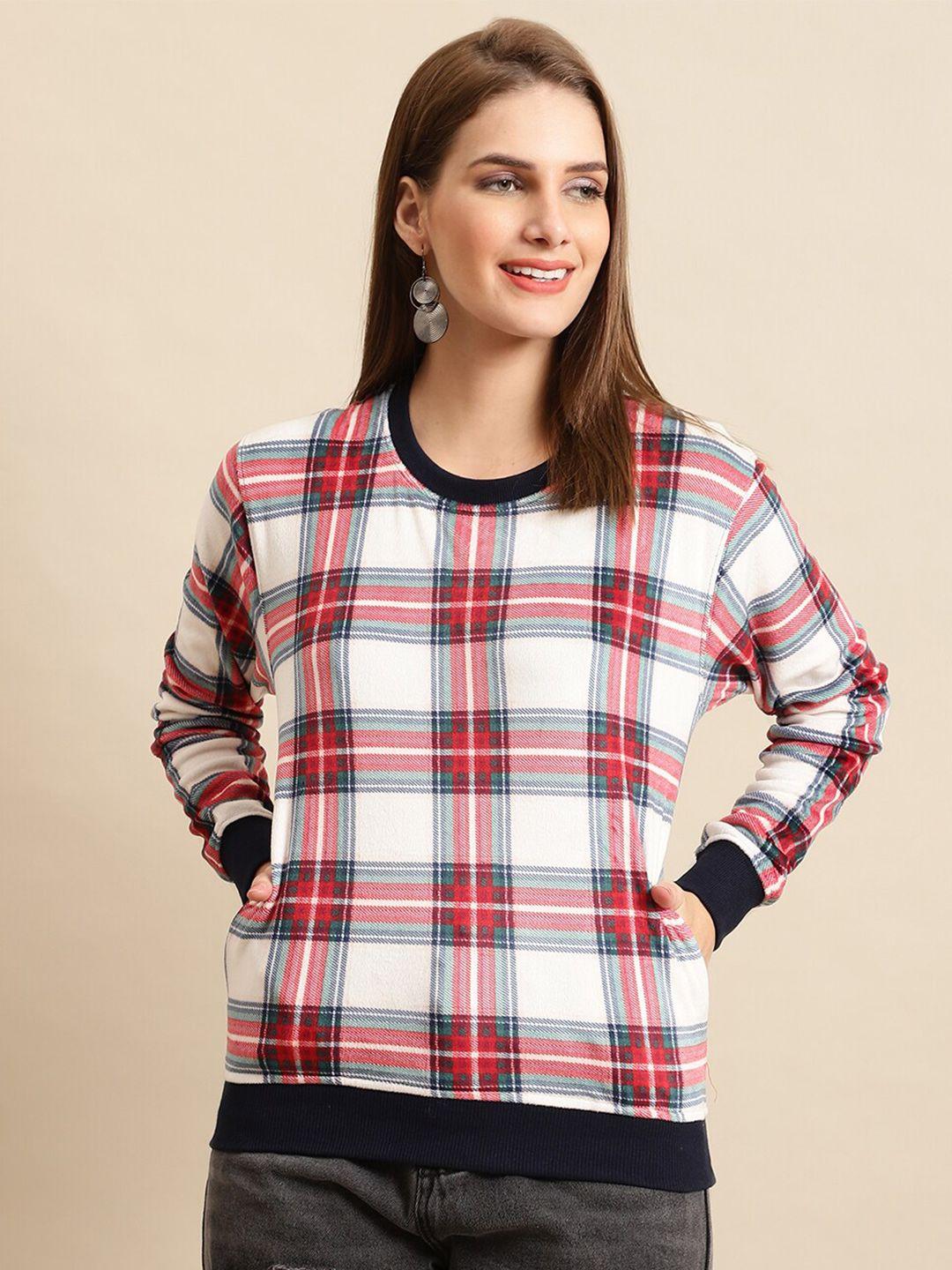 anti culture women cotton checked sweatshirt