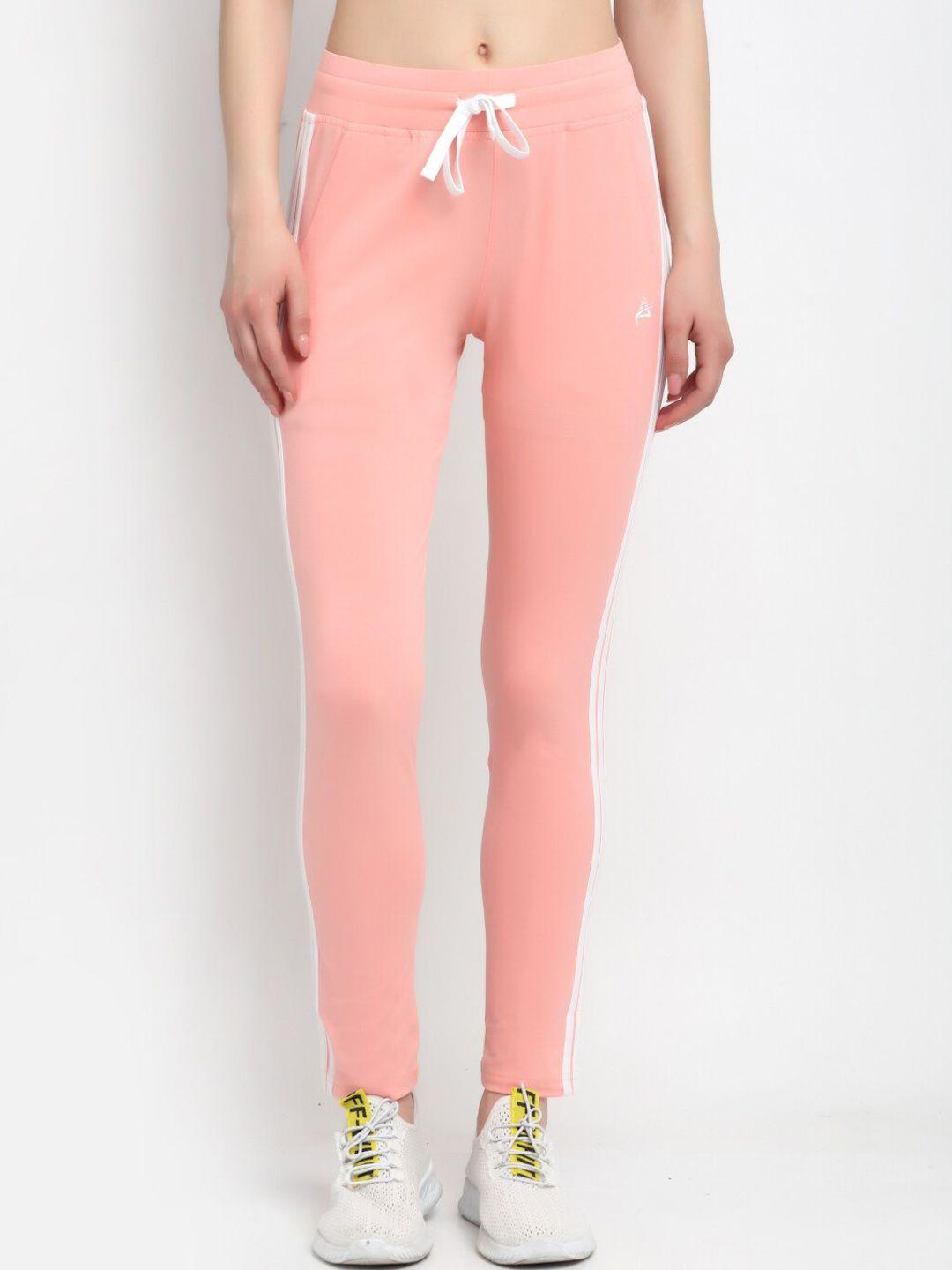 anti culture women peach-coloured solid cotton track pants