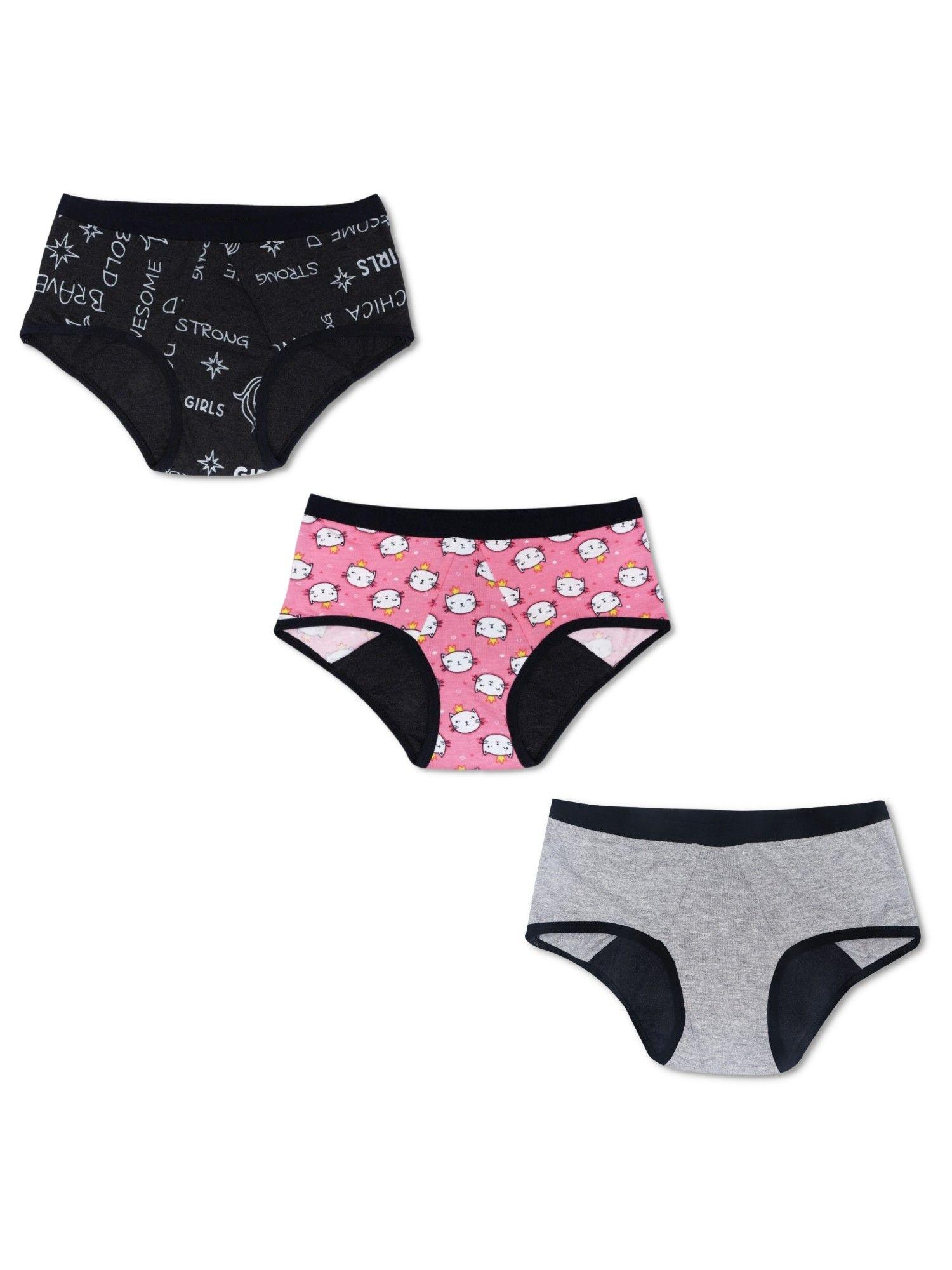 anti microbial period panties for girls-multi-color (pack of 3)