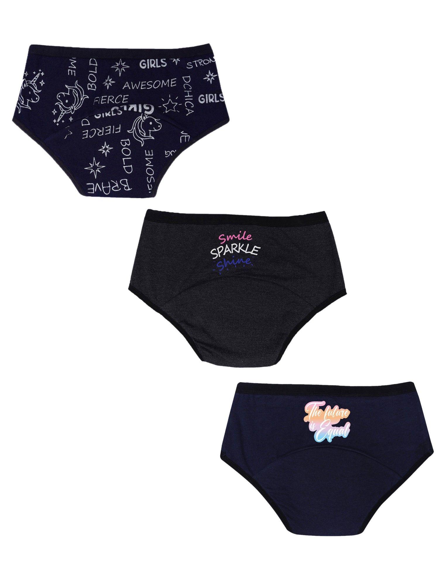 anti microbial period panties for teen girls-multi-color (pack of 3)