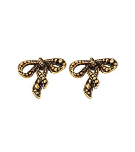 antique gold bow stud earrings