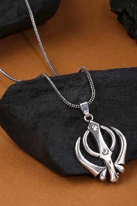 antique silver plated khanda pendant with chain