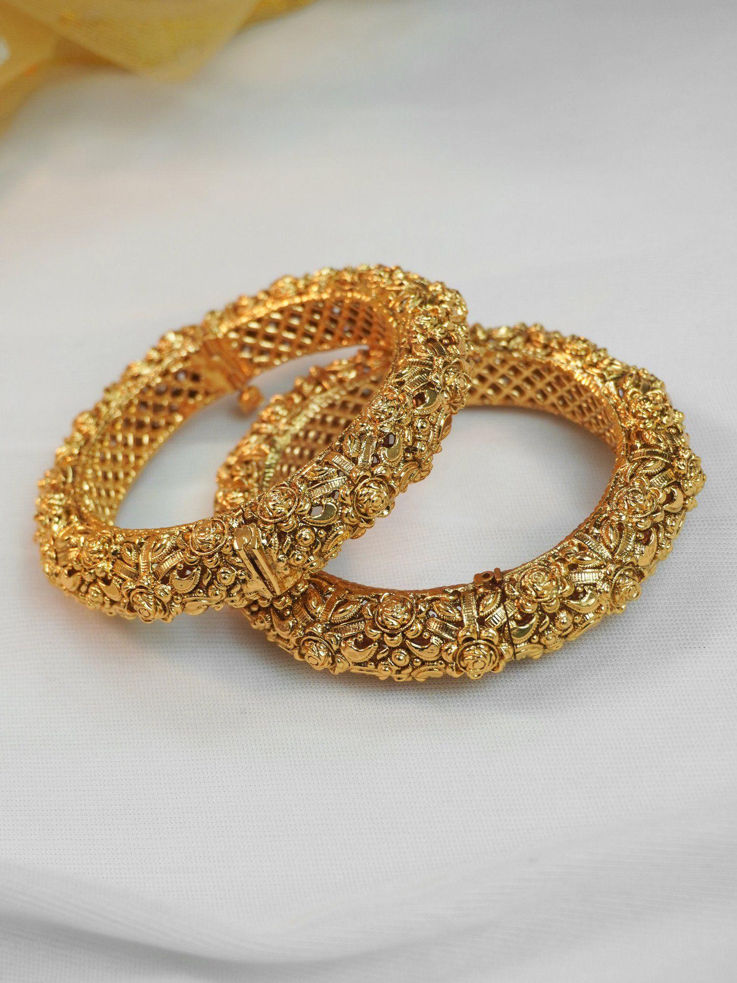 antique 24k gold plated traditional kada set of 2