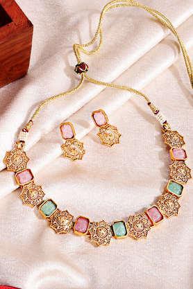 antique fusion kemp stone necklace & earrings