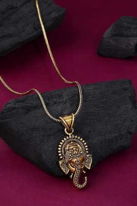 antique gold plated lord ganesh pendant with chain