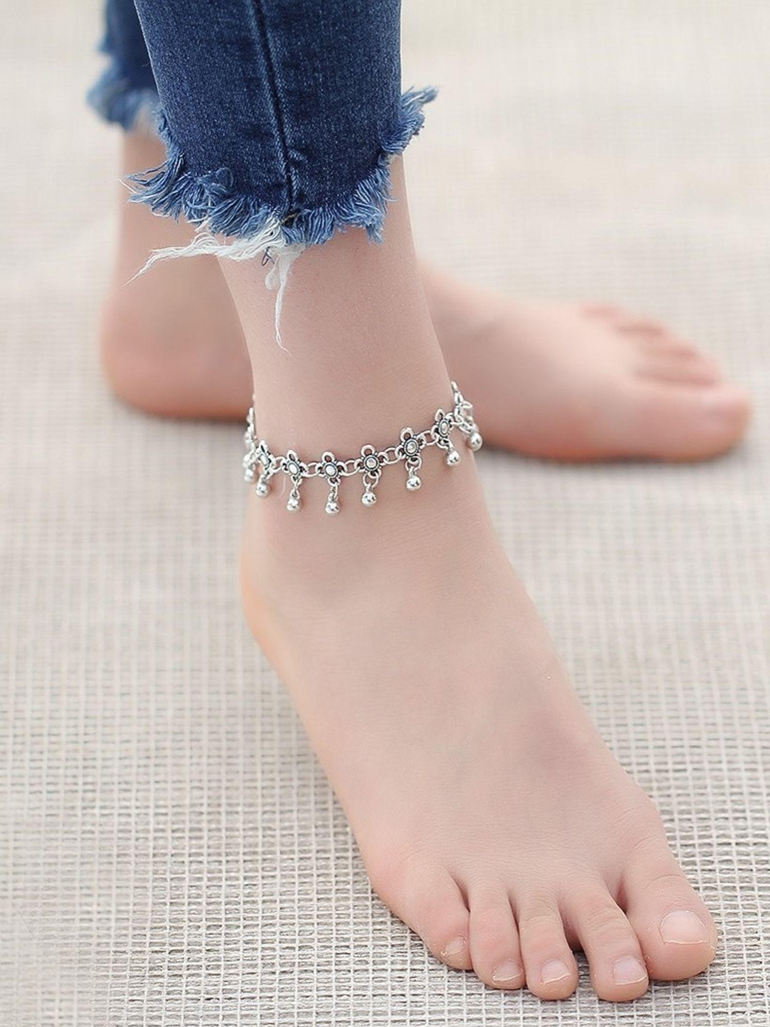 antique silver bohemian fashion anklets
